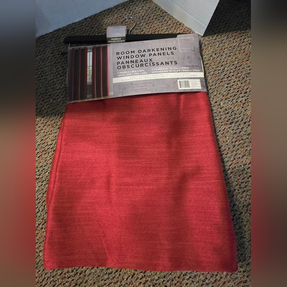 2 Panel Room Darkening Window Panels 36" x 84" NWT Cherice Red Home Goods